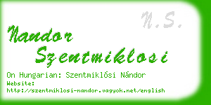 nandor szentmiklosi business card